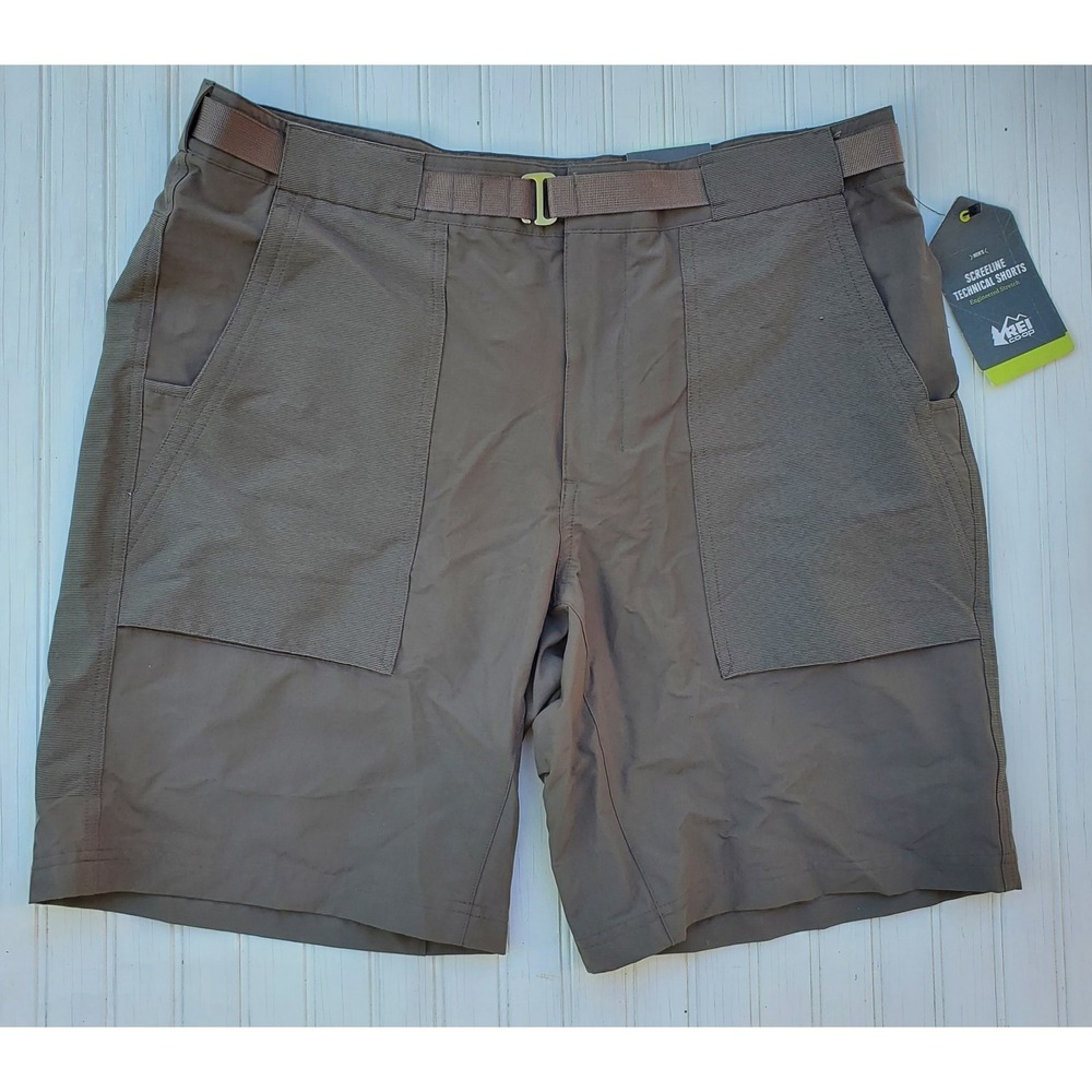 REI CO Screeline Shorts Mens Size 38 Green Nylon Belted 9 Inch‎ Outdoors Hiking